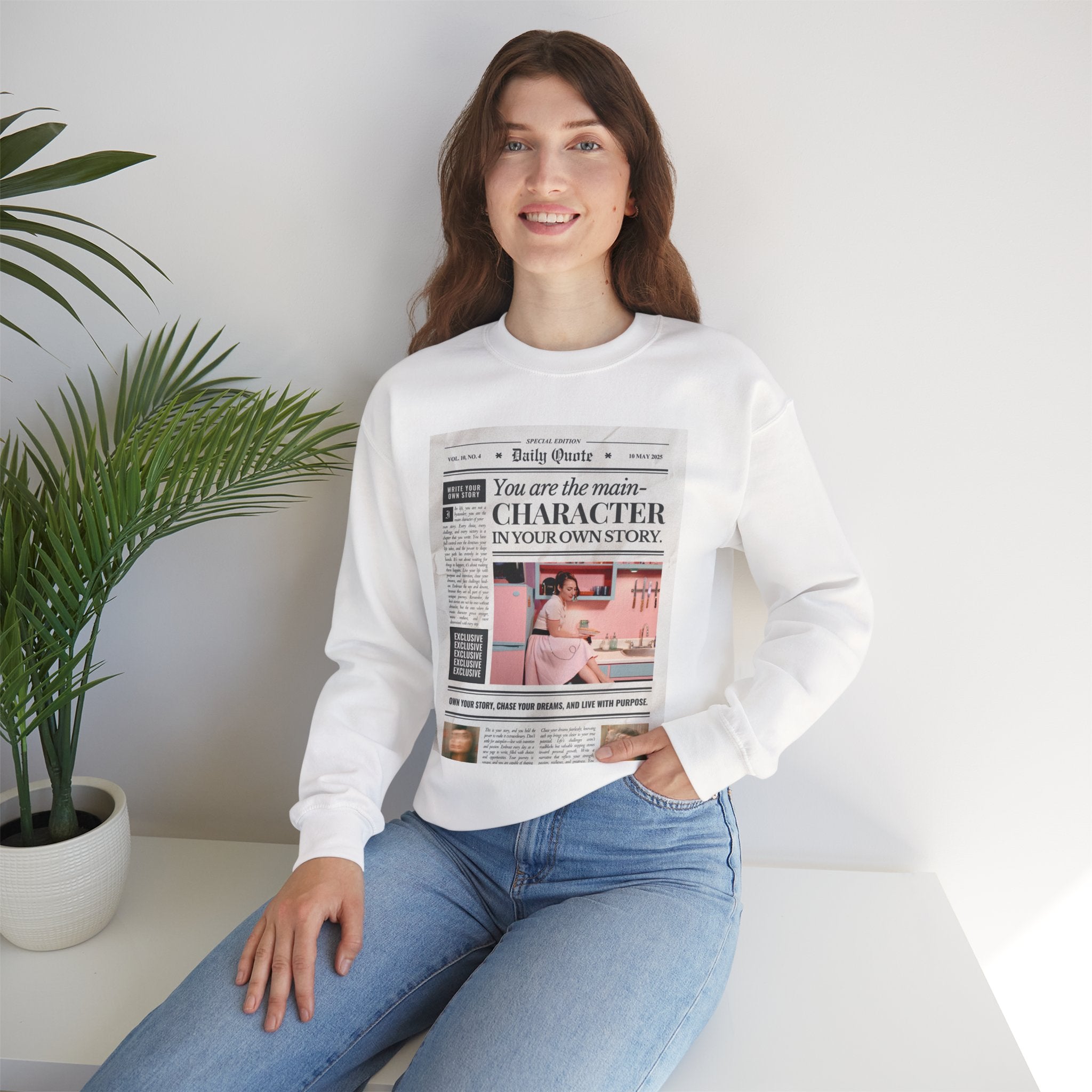 Newspaper 'You Are the Main Character' Crewneck Sweatshirt